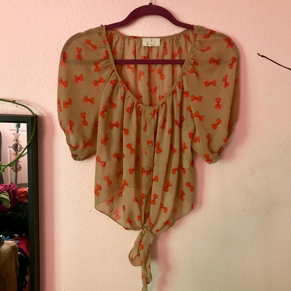 Sheer Half Sleeve Blouse